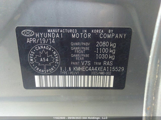 Hyundai Sonata Hybrid Limited 2014 KMHEC4A4XEA115529 Image 9