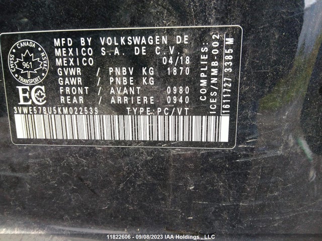 3VWE57BU5KM022539 Volkswagen Jetta Highline