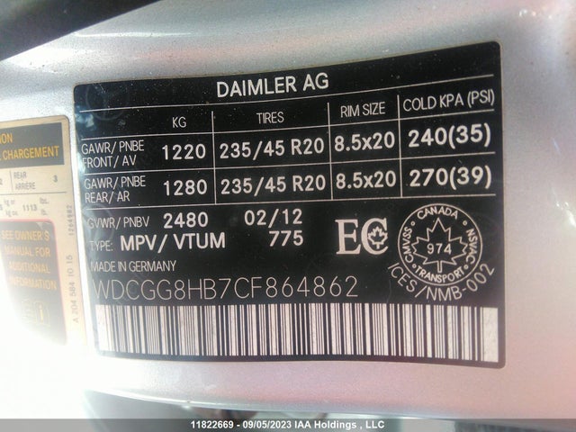 Продажа на аукционе авто 2012 Mercedes-benz Glk-class Glk 350, vin: WDCGG8HB7CF864862, номер лота: 11822669