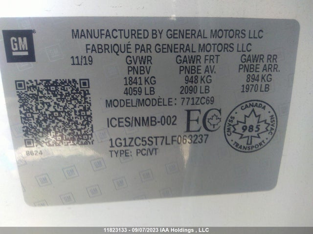 Chevrolet MALIBU LS 2020 1G1ZC5ST7LF063237 Image 9