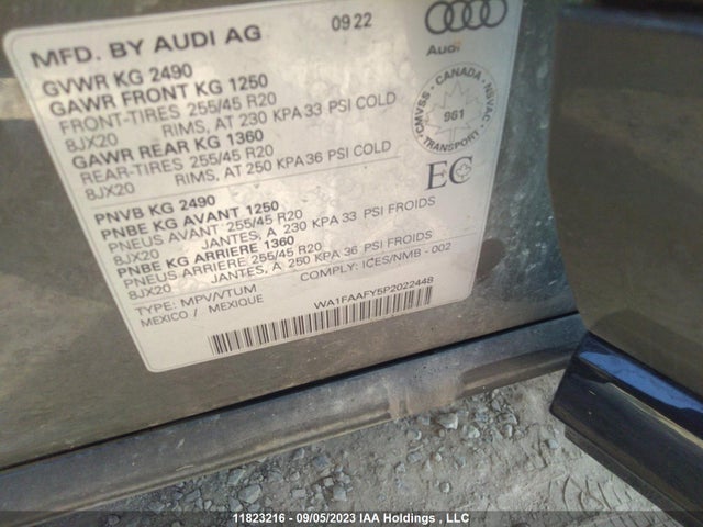 WA1FAAFY5P2022448 Audi Q5 Technik
