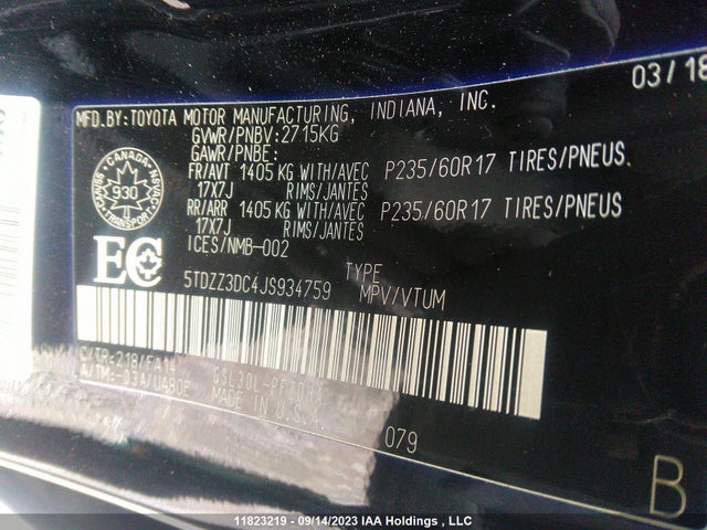 Toyota SIENNA 2018 5TDZZ3DC4JS934759 Image 9
