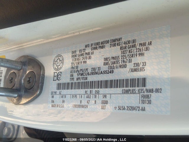 Ford Escape Titanium 2022 1FMCU9J95NUA55249 Image 9