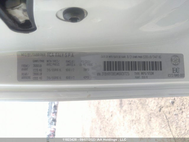 ZFBHRFDB5M6V31725 RAM Promaster City Slt