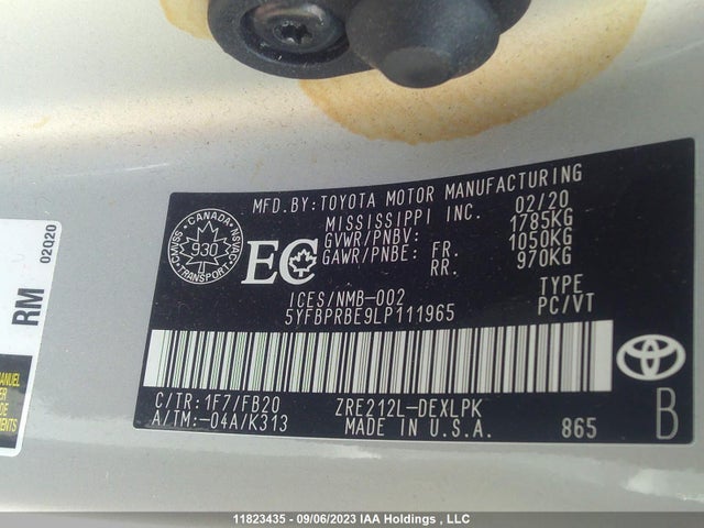 Toyota Corolla Le/l/xle 2020 5YFBPRBE9LP111965 Image 9