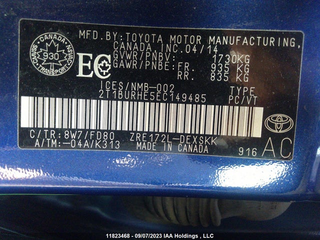Toyota COROLLA CE/S/LE 2014 2T1BURHE5EC149485 Image 9