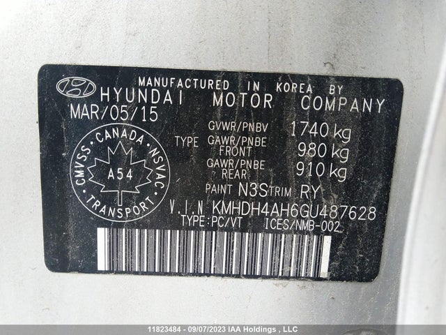 Hyundai Elantra Gls 2016 KMHDH4AH6GU487628 Image 9