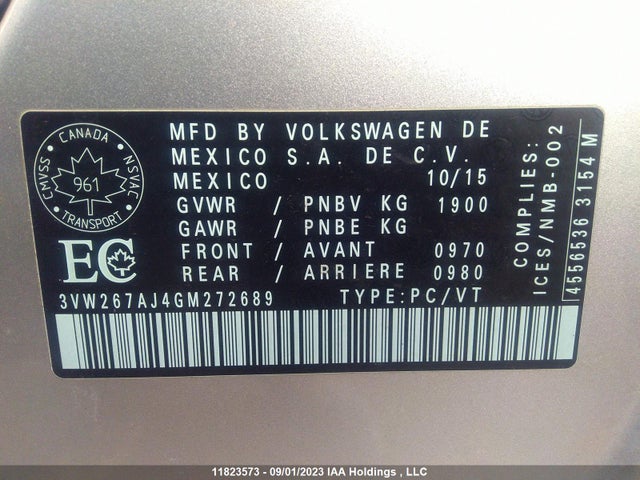 Volkswagen Jetta Sedan Trendline/trendline+ 2016 3VW267AJ4GM272689 Image 9
