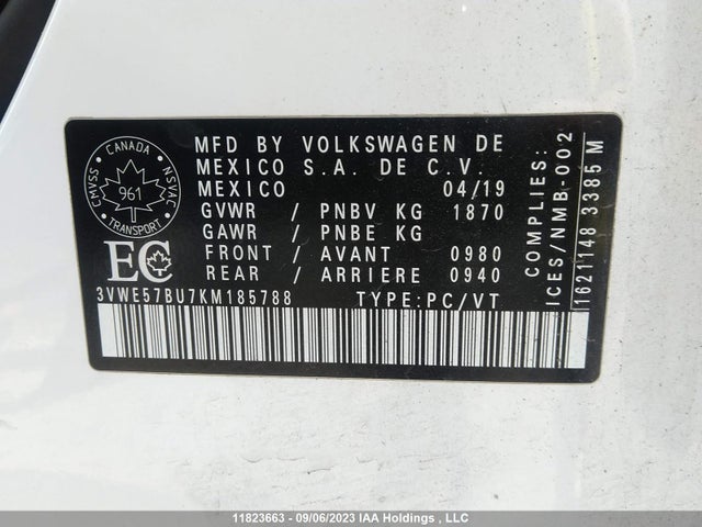 3VWE57BU7KM185788 Volkswagen JETTA
