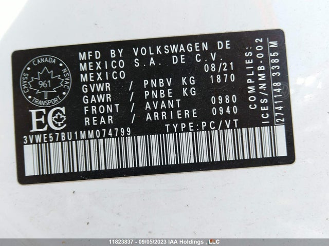 3VWE57BU1MM074799 Volkswagen Jetta Highline
