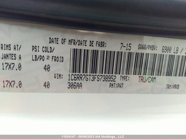 1C6RR7GT3FS738952 RAM 1500