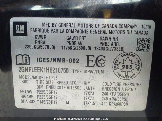 Chevrolet EQUINOX LS 2017 2GNFLEEK1H6210755 Image 9