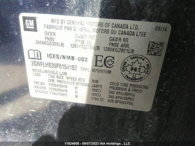 Chevrolet Equinox Ltz 2015 2GNFLHE39F6154152 Image 9