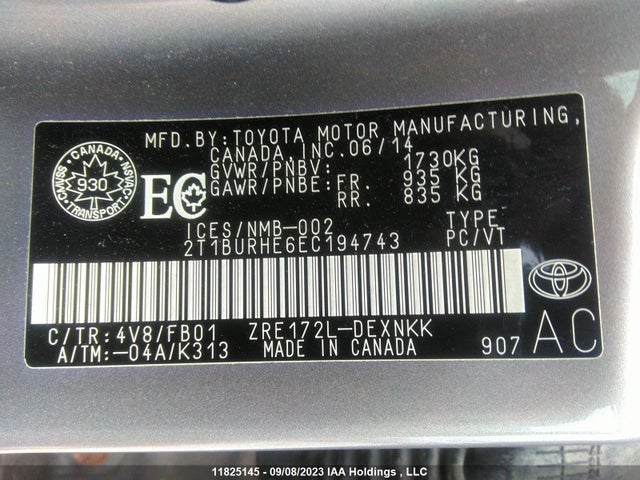 Toyota COROLLA CE/S/LE 2014 2T1BURHE6EC194743 Image 9