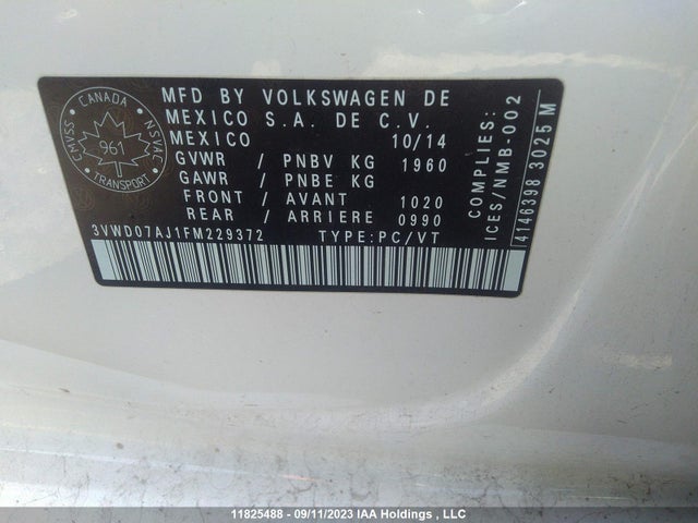 3VWD07AJ1FM229372 Volkswagen Jetta Sedan Comfortline/trendline+