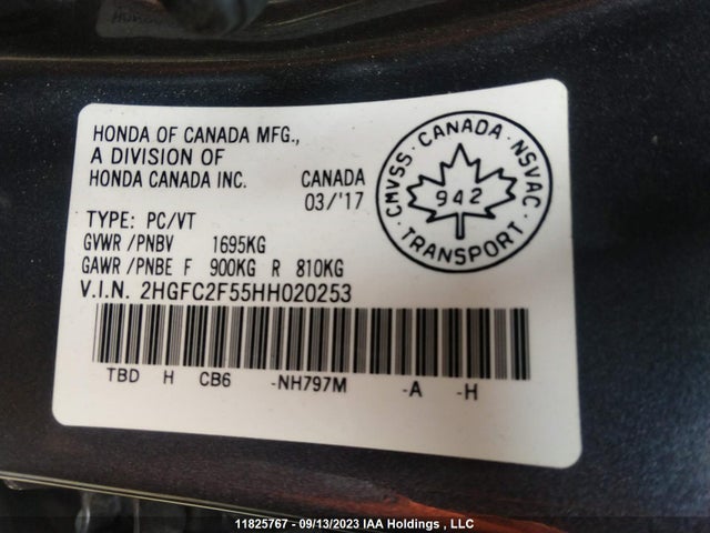 Honda Civic Sedan Lx 2017 2HGFC2F55HH020253 Image 9
