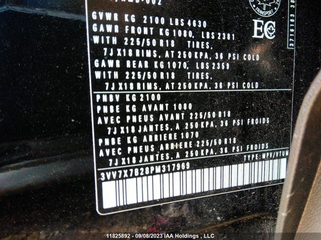 3VV7X7B28PM317969 Volkswagen Taos Comfortline