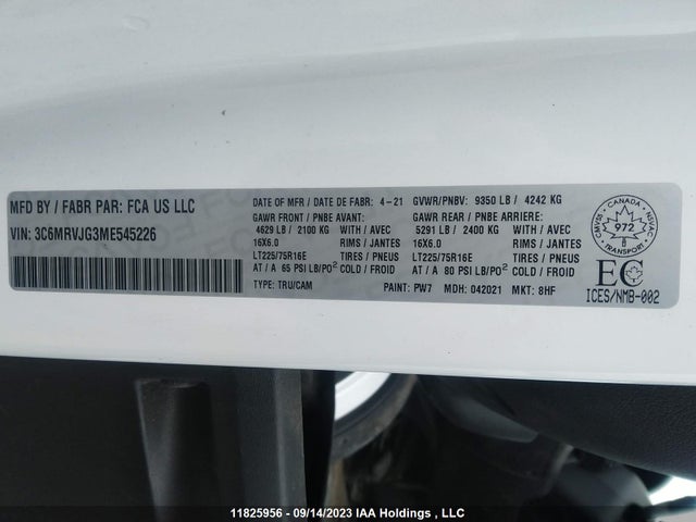 3C6MRVJG3ME545226 RAM Promaster Cargo Van