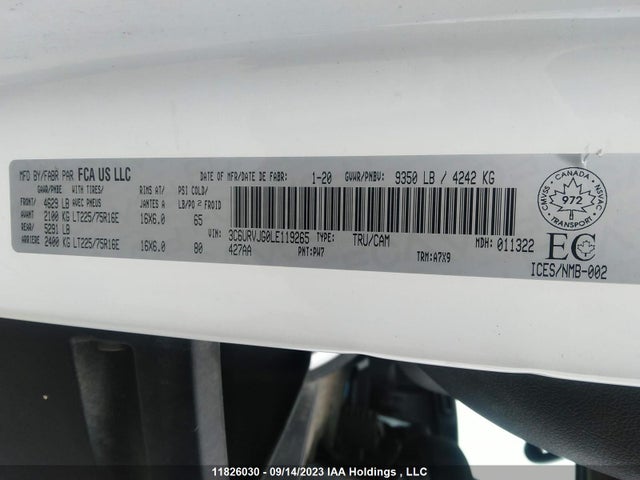 3C6URVJG0LE119265 RAM Promaster Cargo Van