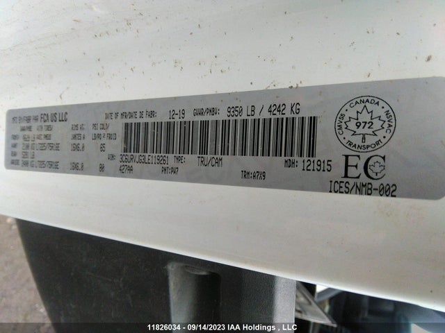 3C6URVJG3LE119261 RAM Promaster Cargo Van