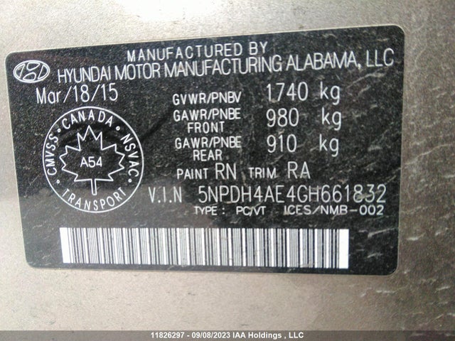 Hyundai Elantra L 2016 5NPDH4AE4GH661832 Image 9