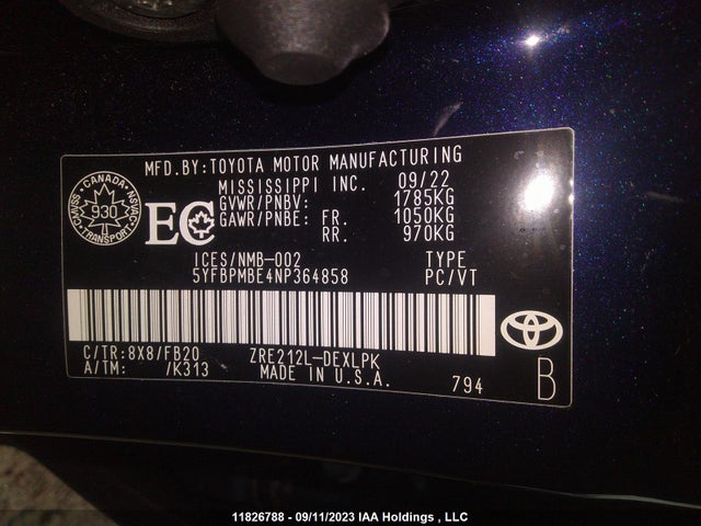 Toyota Corolla L/le/xle 2022 5YFBPMBE4NP364858 Image 9