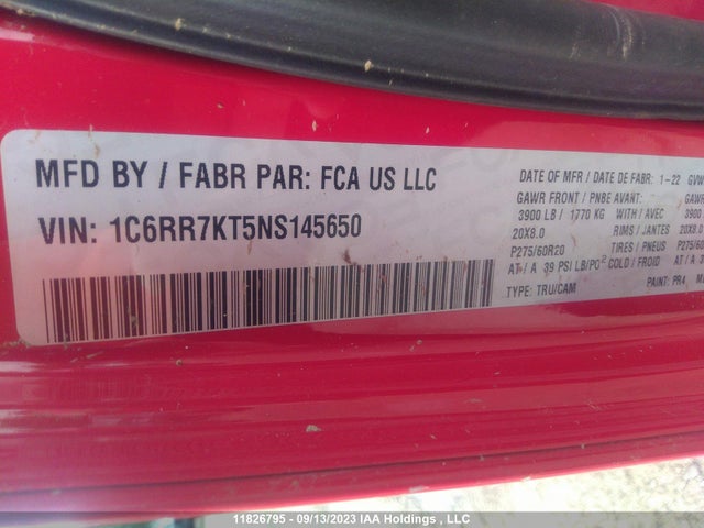 1C6RR7KT5NS145650 RAM 1500 Classic Express