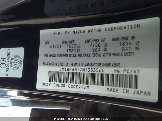 JM1BPAB77M1333560 Mazda Mazda3 Gx