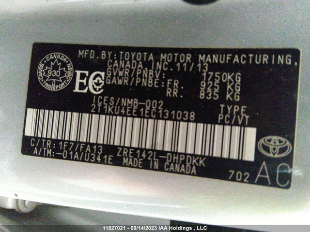 Toyota Matrix 2014 2T1KU4EE1EC131038 Image 9
