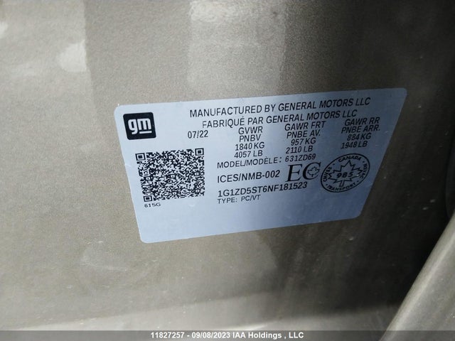 Chevrolet MALIBU LT 2022 1G1ZD5ST6NF181523 Image 9