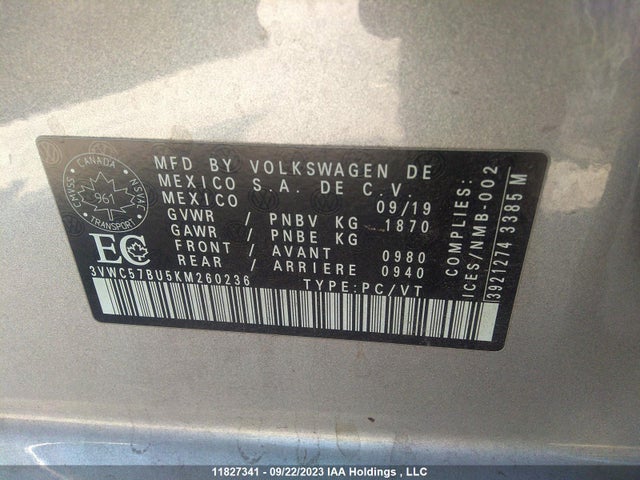 3VWC57BU5KM260236 Volkswagen Jetta Comfortline