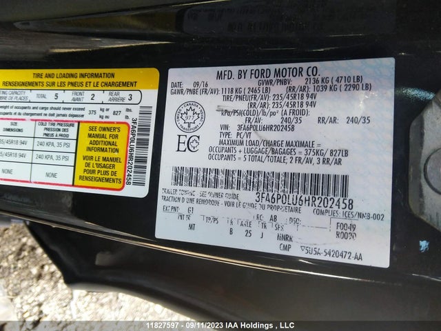 Ford Fusion Se Hybrid 2017 3FA6P0LU6HR202458 Image 9