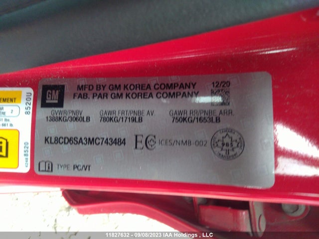 Chevrolet SPARK 1LT 2021 KL8CD6SA3MC743484 Image 9