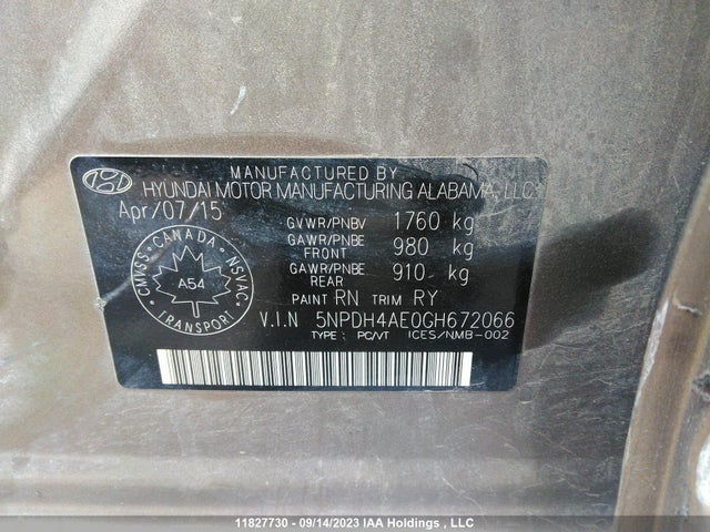 Hyundai ELANTRA 2016 5NPDH4AE0GH672066 Image 9