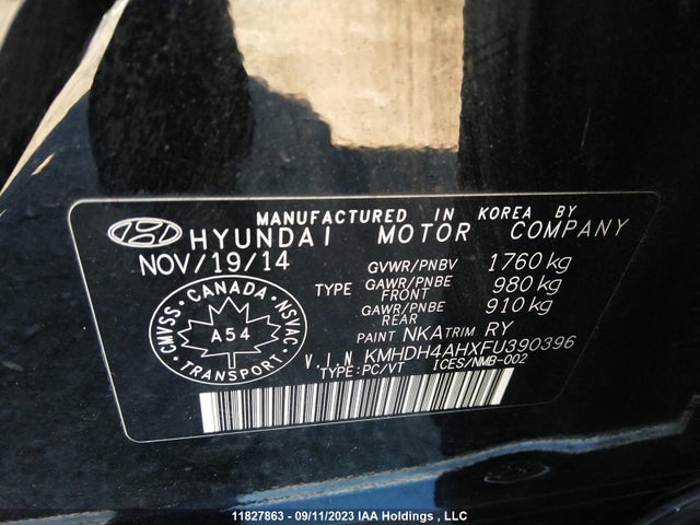 2015 Hyundai Elantra Gls მანქანა იყიდება აუქციონზე, vin: KMHDH4AHXFU390396, აუქციონის ნომერი: 11827863