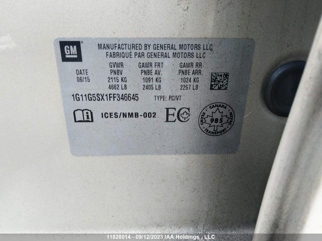 Chevrolet MALIBU LTZ 2015 1G11G5SX1FF346645 Image 9