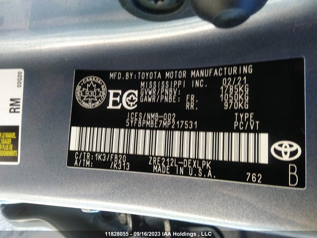 Toyota Corolla L/le/xle 2021 5YFBPMBE7MP217531 Image 9