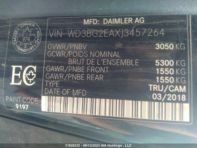 WD3BG2EAXJ3457264 Mercedes-Benz METRIS CARGO VAN