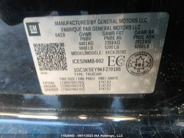 Chevrolet Silverado 2500hd Lt 2019 1GC1KSEY9KF270188 Image 9