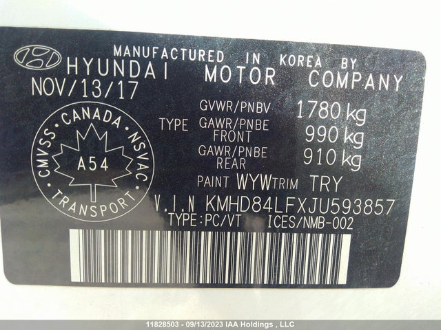 Продаж на аукціоні авто 2018 Hyundai Elantra Gl, vin: KMHD84LFXJU593857, номер лоту: 11828503