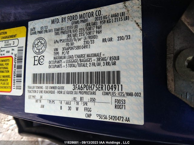 3FA6P0H75ER104911 Ford FUSION SE