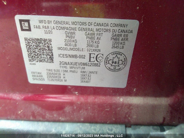 Chevrolet EQUINOX LT 2021 2GNAXUEV0M6120882 Image 9