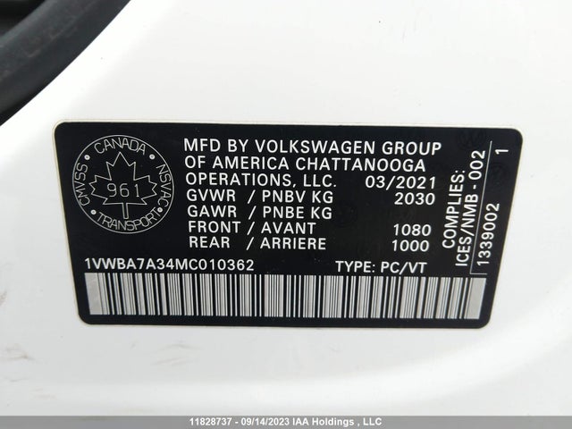 1VWBA7A34MC010362 Volkswagen Passat Highline