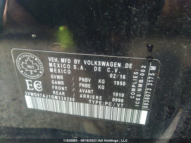 3VWD07AJ1GM336200 Volkswagen Jetta Sedan 1.8t Sport