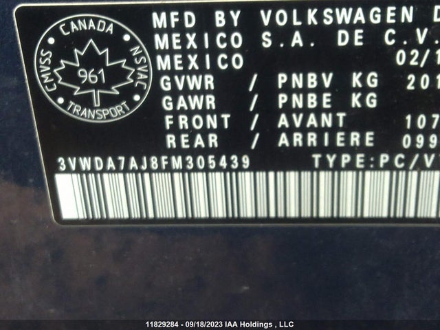 3VWDA7AJ8FM305439 Volkswagen Jetta Sedan Comfortline