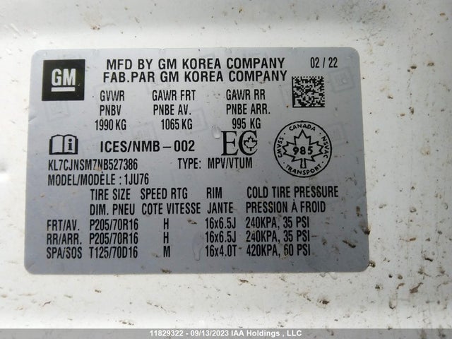 Chevrolet TRAX LS 2022 KL7CJNSM7NB527386 Image 9