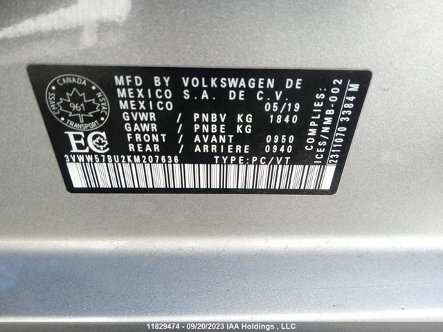 3VWW57BU2KM207636 Volkswagen Jetta Highline
