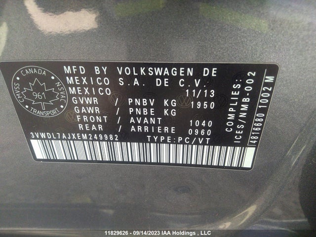 3VWDL7AJXEM249982 Volkswagen Jetta Sedan Comfortline/highline