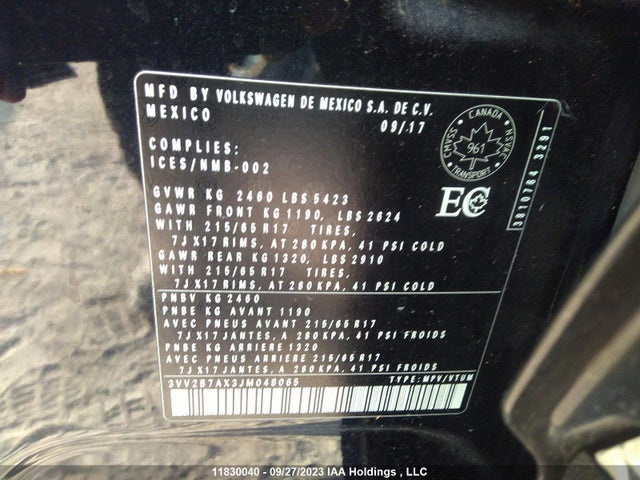 3VV2B7AX3JM048065 Volkswagen Tiguan Comfortline