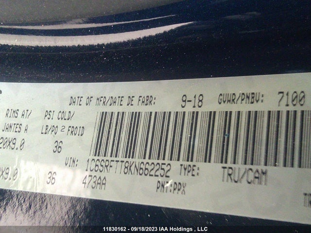 1C6SRFTT8KN662252 RAM 1500 Sport